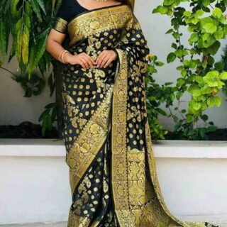 Benaroshi Black Katan Saree বেনারসি কাতান শাড়ি