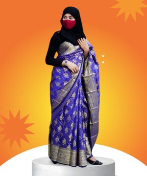 ব্লাউজ পিস সহ গর্জিয়াস কাতান শাড়ি -T4