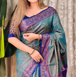 প্রিমিয়াম কাঞ্চিপুরম কাতান শাড়ি ব্লাউজ পিস সহ (Copy)