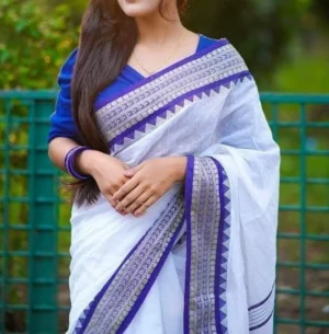 ব্লাউজ পিস সহ টাঙ্গাইলের সুতি শাড়ি T9